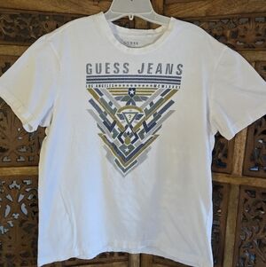 Guess Jeans White and Gray Graphic Tee